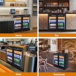 FoMup Back Bar Cooler Undercounter Beverage Refrigerator with Glass Door, Commercial Display Fridge for Beer Drink Soda with Temperature Control, 7.2Cu. Ft. Large Capacity, Black