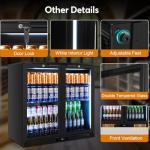 FoMup Back Bar Cooler Undercounter Beverage Refrigerator with Glass Door, Commercial Display Fridge for Beer Drink Soda with Temperature Control, 7.2Cu. Ft. Large Capacity, Black