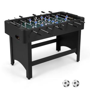 Goplus Foosball Table, 47" Competition Full Size Soccer Game Table with 22 Players, 2 Balls, Home Arcade Football Table Set for Adults, Family Nights, Game Rooms, Parties (Black)
