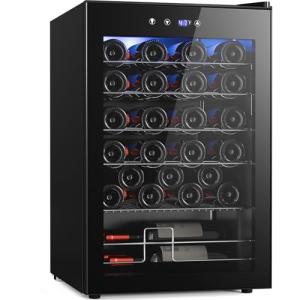 Antarctic Star Wine Cooler Refrigerator, Freestanding Wine Fridge with Adjust Temperature（32°F- 61°F）, 4.5 Cu.Ft Mini Fridge for home/bar/office, Black