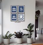 Little Man Cave Retro Preppy Checkered Lightning Peace Sign Long Live Boyhood Poster Prints for Boy Teen Room Dorm Decor,Preppy Decorations Prints Wall Art Unframed 4pcs 8x10inches,Teen Boys Gifts