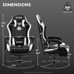 NEO CHAIR Video Gaming Chair with Footrest High Back Ergonomic Comfortable Office Computer Desk with Lumbar Support Height Adjustable with PU Leather Recliner for Adults Women Men (White)