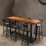 NIUYAO Bar Table Modern Simplicity Style in Solid Wood Fixed Top Table with Metal Legs for Bistro Cafe Home -Dark Wood ​71" L x 23.5" W x 41.5" H