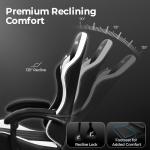 NEO CHAIR Video Gaming Chair with Footrest High Back Ergonomic Comfortable Office Computer Desk with Lumbar Support Height Adjustable with PU Leather Recliner for Adults Women Men (White)