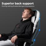 NEO CHAIR Video Gaming Chair with Footrest High Back Ergonomic Comfortable Office Computer Desk with Lumbar Support Height Adjustable with PU Leather Recliner for Adults Women Men (White)