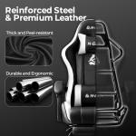 NEO CHAIR Video Gaming Chair with Footrest High Back Ergonomic Comfortable Office Computer Desk with Lumbar Support Height Adjustable with PU Leather Recliner for Adults Women Men (White)