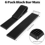 Acrux7 6 Pack Black Rubber Bar Mats, 17.7"x3.5" Non-Slip Spill Mat, PVC Bar Drink Mats for Countertop, Bartending, Home Bar, Kitchen, Pubs, Restaurants