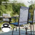 PHI VILLA Outdoor Bar Set, 7 Piece Patio Dining Table and Swivel Bar Stools with Metal Table, for Garden, Pool, Yard and Terrace