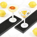 Acrux7 6 Pack Black Rubber Bar Mats, 17.7"x3.5" Non-Slip Spill Mat, PVC Bar Drink Mats for Countertop, Bartending, Home Bar, Kitchen, Pubs, Restaurants