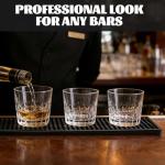 Acrux7 6 Pack Black Rubber Bar Mats, 17.7"x3.5" Non-Slip Spill Mat, PVC Bar Drink Mats for Countertop, Bartending, Home Bar, Kitchen, Pubs, Restaurants