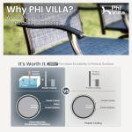 PHI VILLA Outdoor Bar Set, 7 Piece Patio Dining Table and Swivel Bar Stools with Metal Table, for Garden, Pool, Yard and Terrace