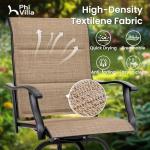 PHI VILLA 7 Piece Patio Bar Dining Set, Bar Height Outdoor Table and Chairs with 6 Swivel Bar Stools (Padded Textilene) & Large Rectangle Metal Table for Deck, Garden and Yard
