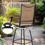 PHI VILLA 7 Piece Patio Bar Dining Set, Bar Height Outdoor Table and Chairs with 6 Swivel Bar Stools (Padded Textilene) & Large Rectangle Metal Table for Deck, Garden and Yard