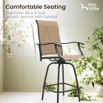 PHI VILLA 7 Piece Patio Bar Dining Set, Bar Height Outdoor Table and Chairs with 6 Swivel Bar Stools (Padded Textilene) & Large Rectangle Metal Table for Deck, Garden and Yard
