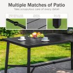 PHI VILLA 7 Piece Patio Bar Dining Set, Bar Height Outdoor Table and Chairs with 6 Swivel Bar Stools (Padded Textilene) & Large Rectangle Metal Table for Deck, Garden and Yard