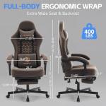 Kslysuty Gaming Chair Breathable Leather with Pocket Spring Cushion,Wide and High Ergonomic Office Chair with Headrest,Computer Gaming Chair with Footrest for Adult and Teen,Grey