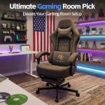 Kslysuty Gaming Chair Breathable Leather with Pocket Spring Cushion,Wide and High Ergonomic Office Chair with Headrest,Computer Gaming Chair with Footrest for Adult and Teen,Grey