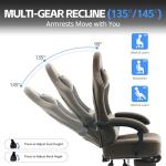 Kslysuty Gaming Chair Breathable Leather with Pocket Spring Cushion,Wide and High Ergonomic Office Chair with Headrest,Computer Gaming Chair with Footrest for Adult and Teen,Grey