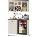 Wall-Mounted Coffee Bar Cabinet with Mini Fridge