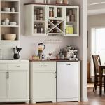 Wall-Mounted Coffee Bar Cabinet with Mini Fridge