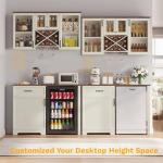 Wall-Mounted Coffee Bar Cabinet with Mini Fridge