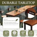 Caotpe Bar Height Table Long Bar Table Solid Wood Farmhouse Bar Table Industrial Long Bar Height Table for Kitchen Coffee Shop, No Stool(95" L x 15.7" W x 41.3" H)