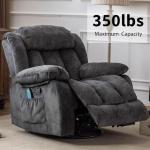 Comfy Grey Massage Swivel Rocker Recliner Chair