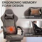 Comfortable Gaming Chair with Massage Support and Footrest