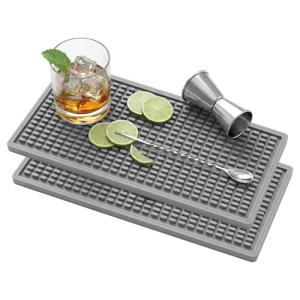ZJWZLG Bar Mat 2Pcs Gray 11.8 * 5.9in, Prevent Cups and Glasses from Sliding and Protect The Surface of The Table from Being Easily Damaged, Suitable for Bars, Home Bars and Coffee Bars.