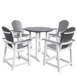 YUSSJI Tall Adirondack Chairs Patio Bar Tables Set of 5 Weather Resistant HDPE 35" Round Outdoor Bar Adirondack Barstools Plastic Height Table Pub, for Garden, Backyard, Yard, Pool, Fire, Pit (Grey)