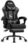Czlolo Gaming Chair with Footrest Racing Style Lumbar Support Massager Video Game Chair with Metal Legs, High Back Reclining Gamer Chair with Headrest, 360° Swivel Office Computer Desk Chair (Gray)