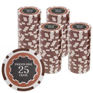Gamers Lounge Eclipse 14-gram Poker Chips (100-pack) - Heavyweight Clay Composite ($0.25 Brown)