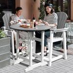 YUSSJI Tall Adirondack Chairs Patio Bar Tables Set of 5 Weather Resistant HDPE 35" Round Outdoor Bar Adirondack Barstools Plastic Height Table Pub, for Garden, Backyard, Yard, Pool, Fire, Pit (Grey)