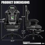 Czlolo Gaming Chair with Footrest Racing Style Lumbar Support Massager Video Game Chair with Metal Legs, High Back Reclining Gamer Chair with Headrest, 360° Swivel Office Computer Desk Chair (Gray)