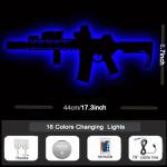 Gun Pistol Light Wall Decor Neon Sign Man Cave 3D LED Silhouette Gun Accessories Statue Christmas Valentine Birthday Gifts Home Bedroom Game Room 16 Colors Dimmable Night Lights 17.3"x6.7"