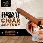 Stinky Cigar Copper Ashtray with 3 Stirrups, Windproof Stainless Steel Design, Deep Bowl for Indoor & Outdoor Use, Heat Resistant & Easy to Clean - Ideal Smoking Accessory for Cigar Enthusiasts