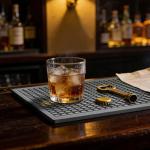 ZJWZLG Bar Mat 2Pcs Gray 11.8 * 5.9in, Prevent Cups and Glasses from Sliding and Protect The Surface of The Table from Being Easily Damaged, Suitable for Bars, Home Bars and Coffee Bars.