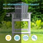 YUSSJI Tall Adirondack Chairs Patio Bar Tables Set of 5 Weather Resistant HDPE 35" Round Outdoor Bar Adirondack Barstools Plastic Height Table Pub, for Garden, Backyard, Yard, Pool, Fire, Pit (Grey)