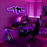 Gun Pistol Light Wall Decor Neon Sign Man Cave 3D LED Silhouette Gun Accessories Statue Christmas Valentine Birthday Gifts Home Bedroom Game Room 16 Colors Dimmable Night Lights 17.3"x6.7"