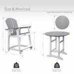 YUSSJI Tall Adirondack Chairs Patio Bar Tables Set of 5 Weather Resistant HDPE 35" Round Outdoor Bar Adirondack Barstools Plastic Height Table Pub, for Garden, Backyard, Yard, Pool, Fire, Pit (Grey)