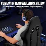 Czlolo Gaming Chair with Footrest Racing Style Lumbar Support Massager Video Game Chair with Metal Legs, High Back Reclining Gamer Chair with Headrest, 360° Swivel Office Computer Desk Chair (Gray)