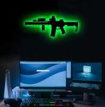 Gun Pistol Light Wall Decor Neon Sign Man Cave 3D LED Silhouette Gun Accessories Statue Christmas Valentine Birthday Gifts Home Bedroom Game Room 16 Colors Dimmable Night Lights 17.3"x6.7"