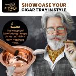 Stinky Cigar Copper Ashtray with 3 Stirrups, Windproof Stainless Steel Design, Deep Bowl for Indoor & Outdoor Use, Heat Resistant & Easy to Clean - Ideal Smoking Accessory for Cigar Enthusiasts