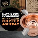 Stinky Cigar Copper Ashtray with 3 Stirrups, Windproof Stainless Steel Design, Deep Bowl for Indoor & Outdoor Use, Heat Resistant & Easy to Clean - Ideal Smoking Accessory for Cigar Enthusiasts