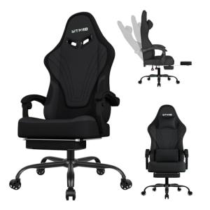 Gaming Chair, Big and Tall Gaming Chairs for Adults with Footrest and Lumbar Support, Comfortable Ergonomic Fabric Computer Chair 400 lbs, 360° Swivel, Height Adjustable Video Game Chairs, Silla Gamer