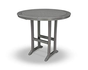 POLYWOOD® Nautical Trestle 48" Round Bar Table in Slate Grey
