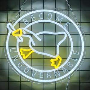 Murder Duck with Knife Neon Sign Untitled Goose Neon Light for Room Decor, Become Ungovernable LED Duck Signs for Wall Decor Game Room Man Cave Birthday Funny Neon Light Sign Gifts 13.4x12.6 In