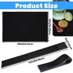 4 Pcs Thick PVC Bar Mats for Bartending, Coffee Bar Mats, Durable Non-Slip Spill Mat for Countertop, Home Kitchen, Coffee Bars, and Restaurants Accessories, Black(18 x 12 Inch, 24 x 3 Inch)