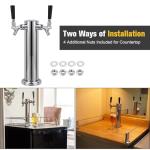 Hgkeke Dual Beer Tower Dispenser - Double Tap Kegerator Tower Draft Beer Tower Dispenser Pre-installed 5ft Beer Line Stainless Steel Core Faucet Double Keg Tap Beer Tower for 3" Kegerator Tower