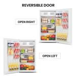 Compact Fridge with Freezer, 3.2 cu ft (91L), White, Space-Saving Flat Back, Reversible Door, Full-Width Freezer, for Snacks, Frozen Meals, Beverages, Beer, Den, Dorm, Office, Rec Room, Home Bar